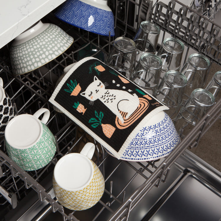 Cat Nap Swedish Dishcloth