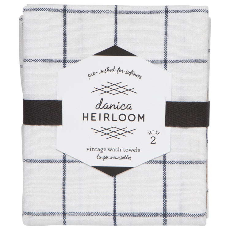 Midnight Blue Vintage Wash Dishtowels Set of 2