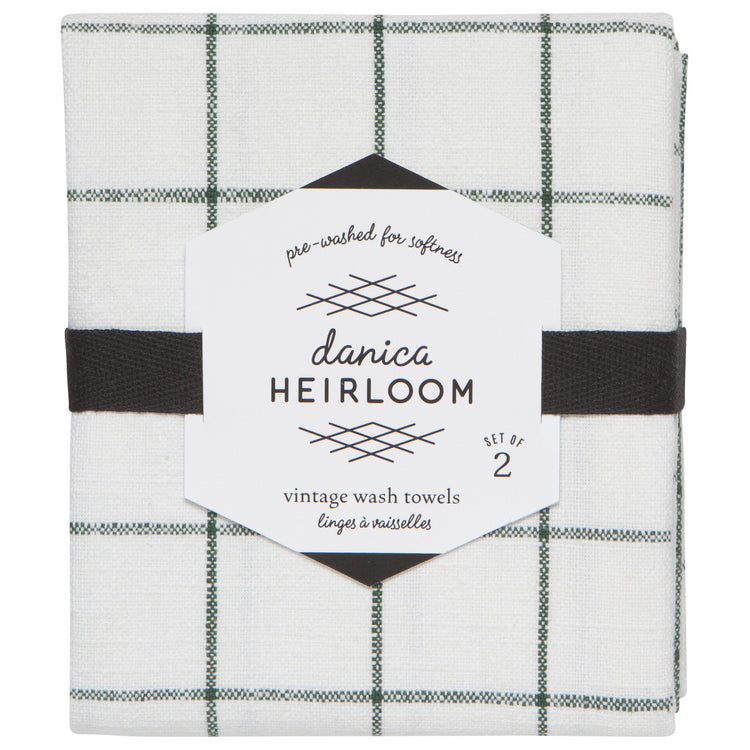 Jade Green Vintage Wash Dishtowels Set of 2