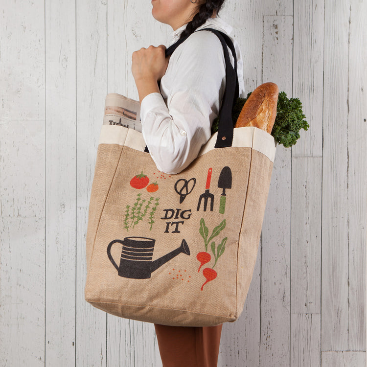 Garden Dig It Shopping Tote Laminated Lining