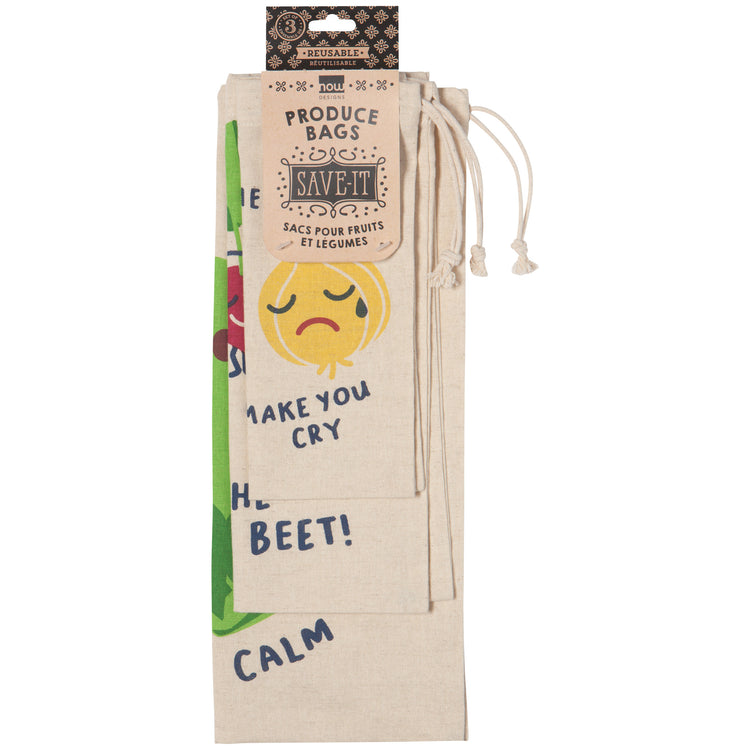 Funny Food Reusable Produce Bag Set of 3