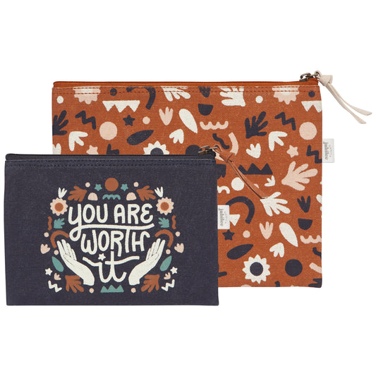 You Are Worth It Zipper Pouch Set of 2
