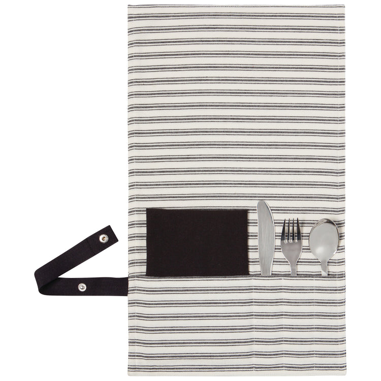 Ticking Stripe Roll Up Utensil Set of 5