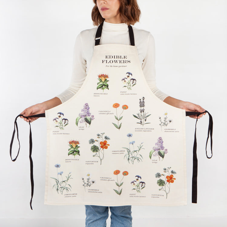 Edible Flowers Vintage Fin Print Apron