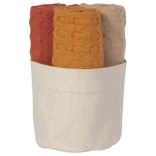 Mercantile Dishcloths in Basket Spice Set of 3