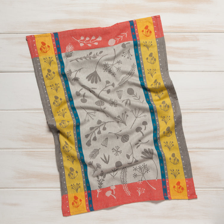 Golden Bloom Woven Jacquard Dishtowel