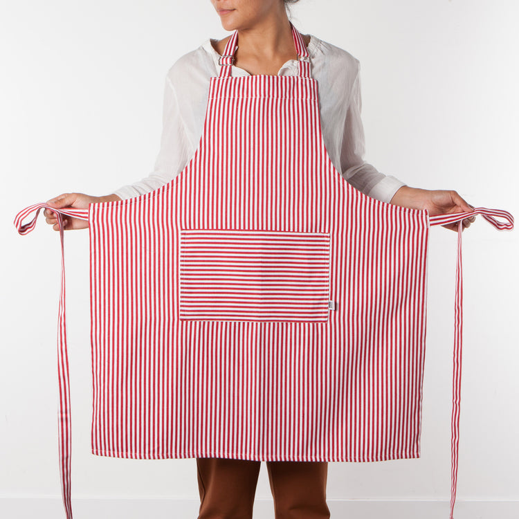 Narrow Red Stripe Chef Apron