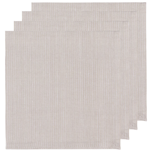 Dove Gray Pinstripe Linen Napkins Set of 4