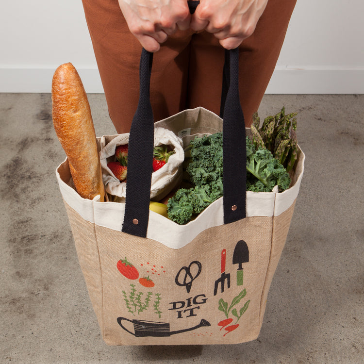 Garden Dig It Shopping Tote Laminated Lining