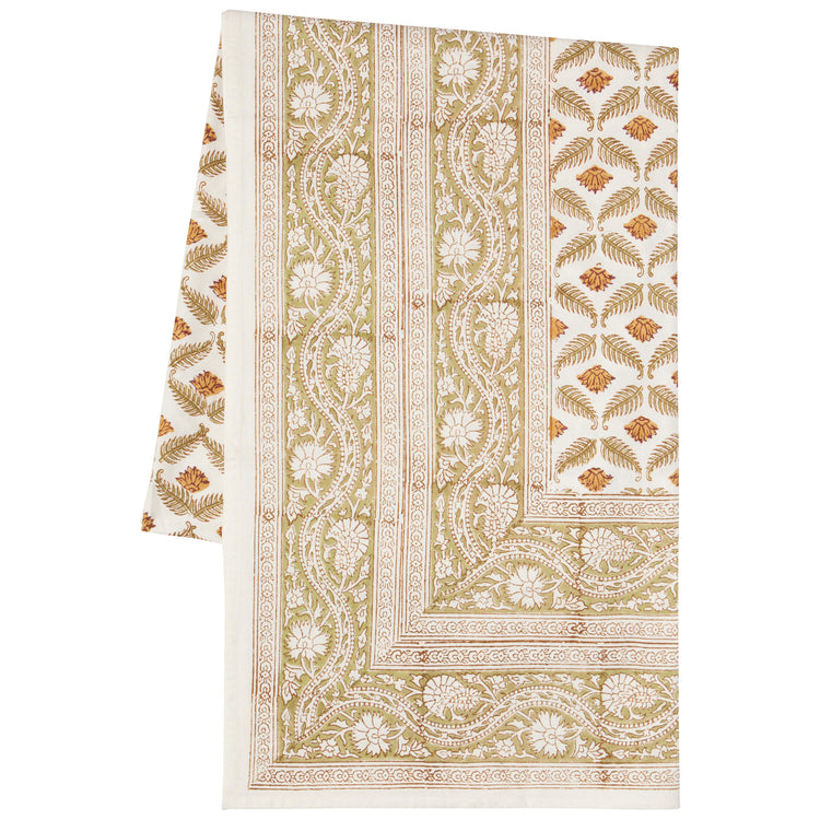 Frond Block Print Tablecloth 90 x 60