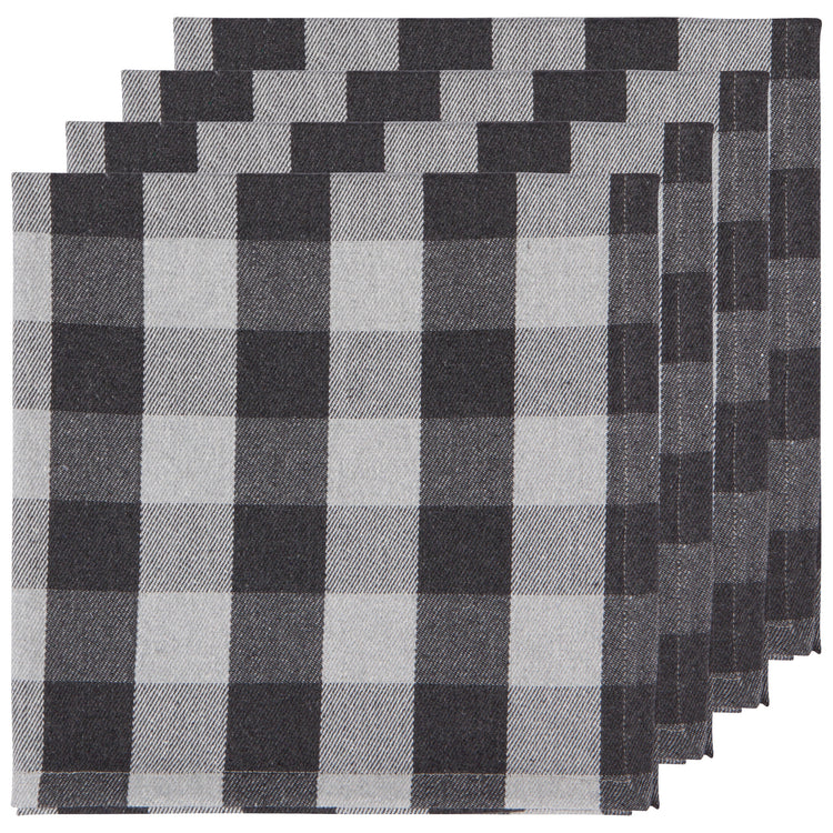 Second Spin Charcoal Buffalo Check Napkins Set of 4