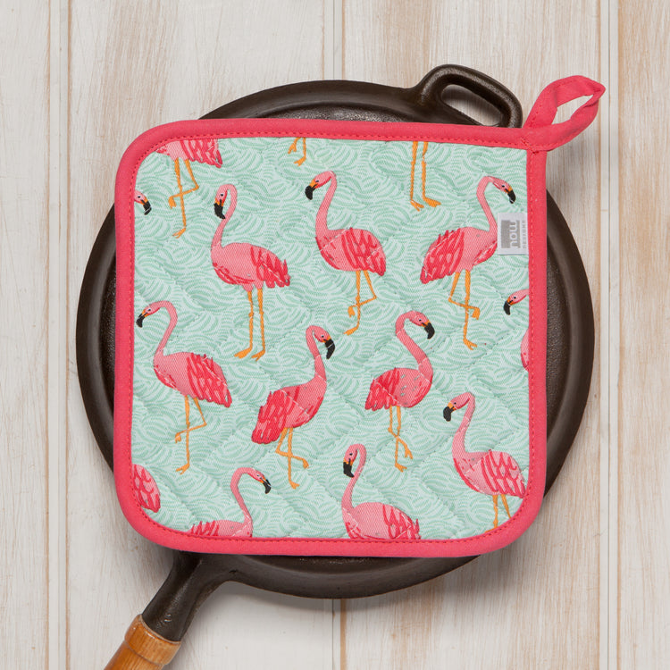 Flamingo Quilted Cotton Potholder