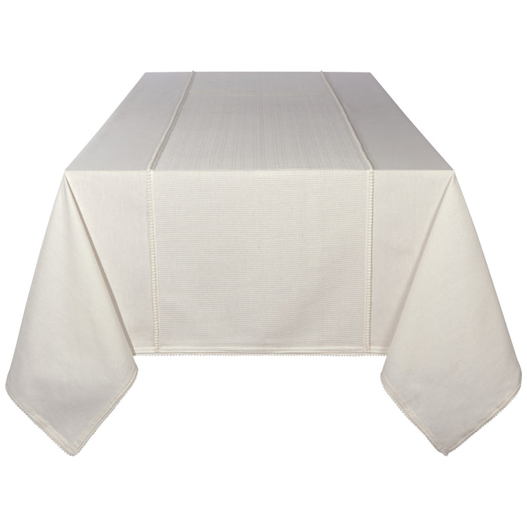 Estela White Pom Pom Tablecloth 90 x 60 Inches