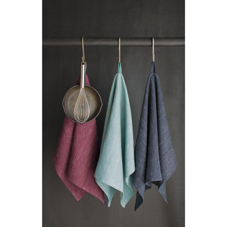 Wine Pinstripe Linen Dishtowel