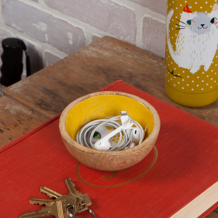 Meow Meow Mango Wood Mini Bowl