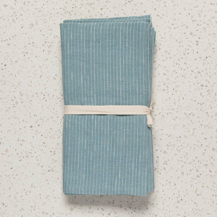 Lagoon Pinstripe Linen Napkins Set of 4