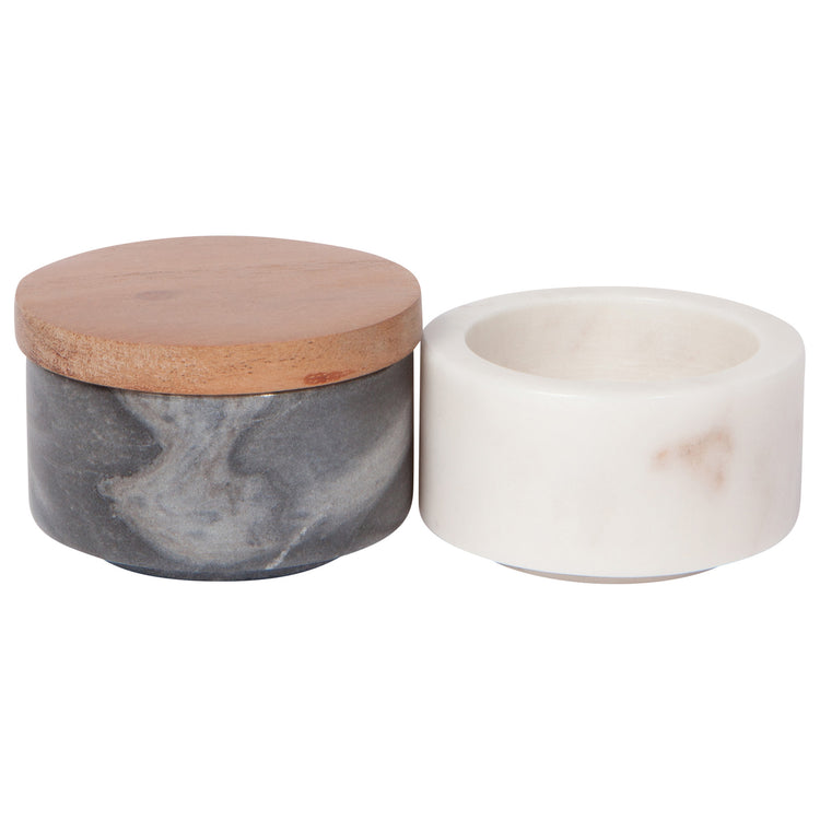White + Slate Marble Salt Cellar