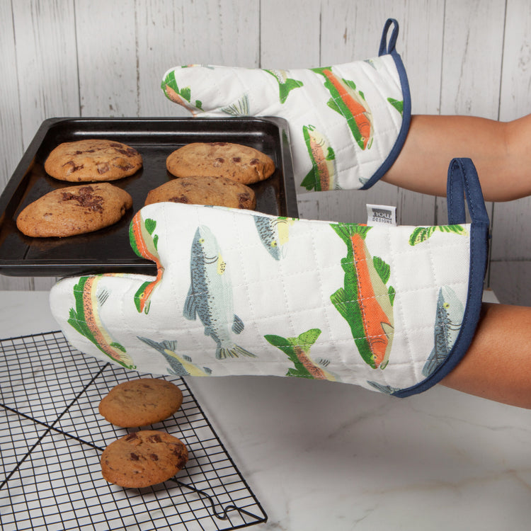 Gone Fishin Chef Quilted Oven Mitt