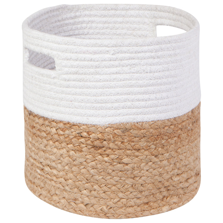 White Block Small Cotton Jute Basket