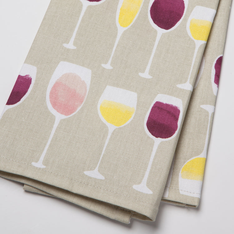 Wine Tasting Printed Cotton Dishtowel