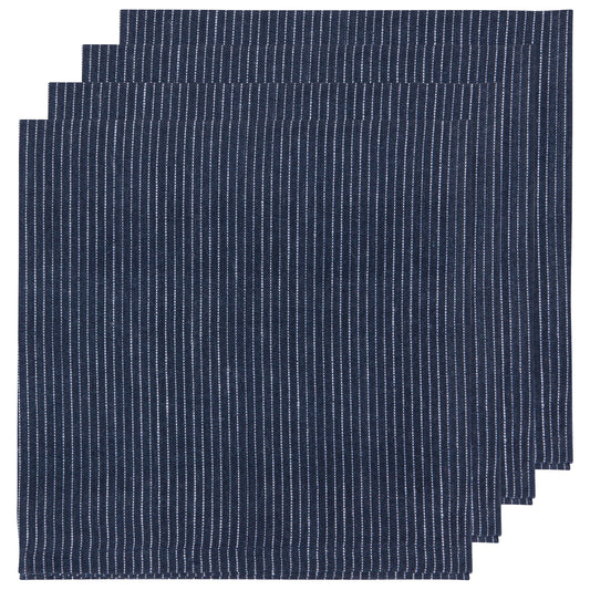 Midnight Pinstripe Linen Napkins Set of 4