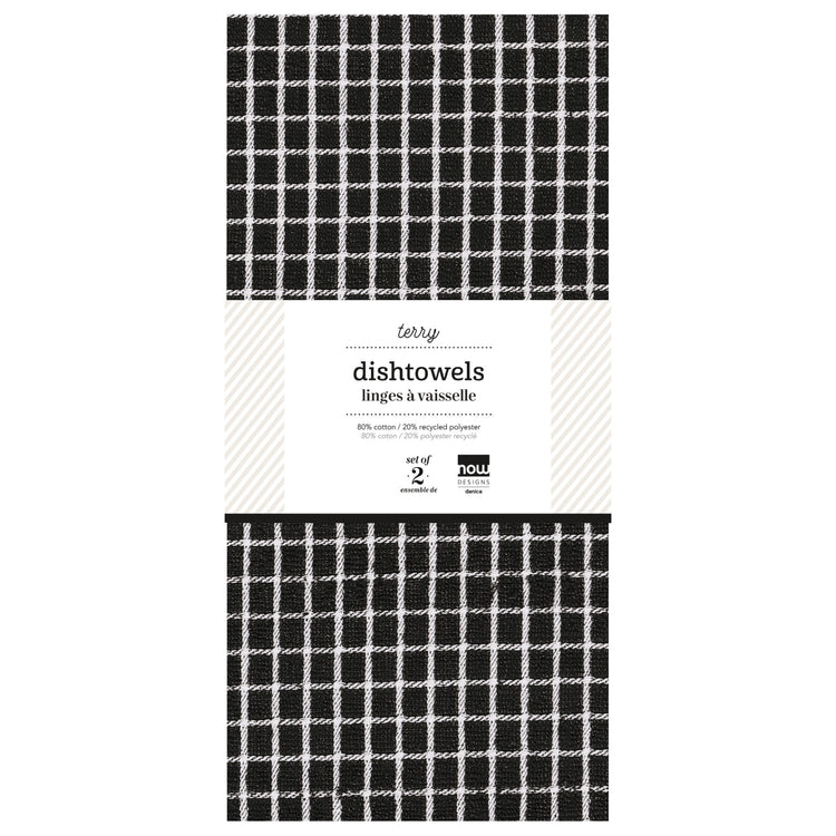 Terry Dishtowels Black Set of 2