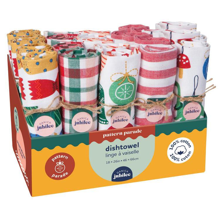 Christmas Charms Dishtowels Set of 20 with Counter Display Unit