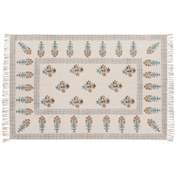 Floras Block Print Rug 4 x 6 Ft