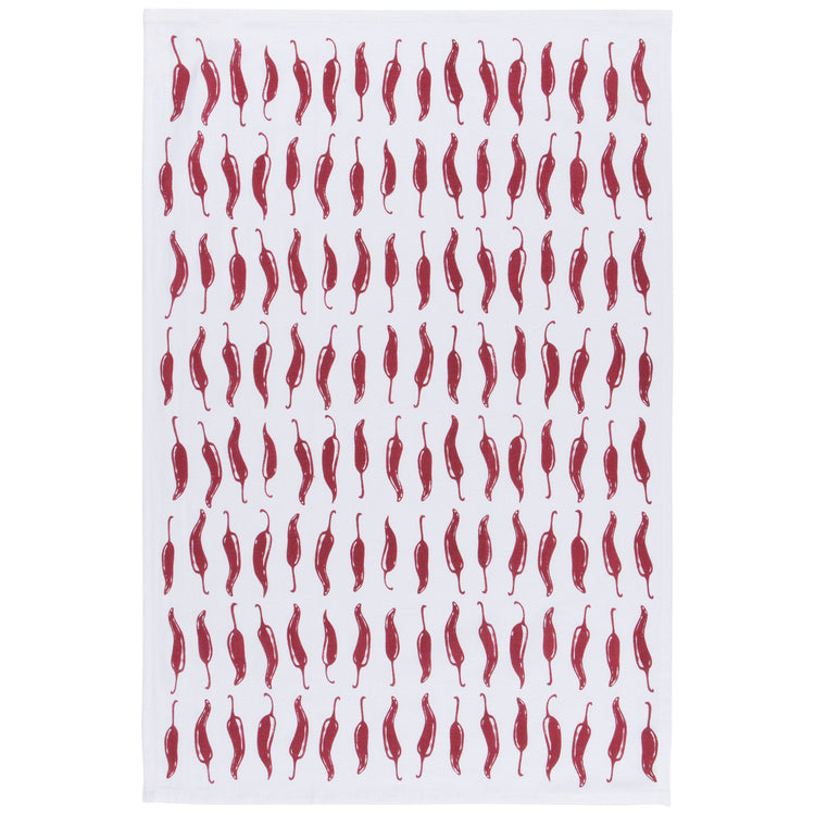 Chili Print Carmine Red Floursack Dishtowels Set of 2