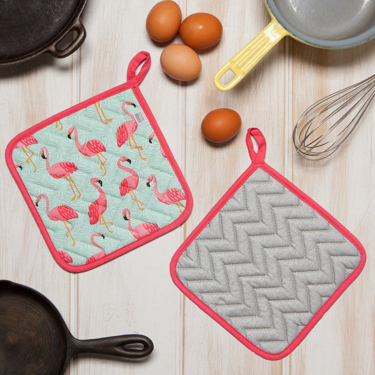 Flamingo Quilted Cotton Potholder