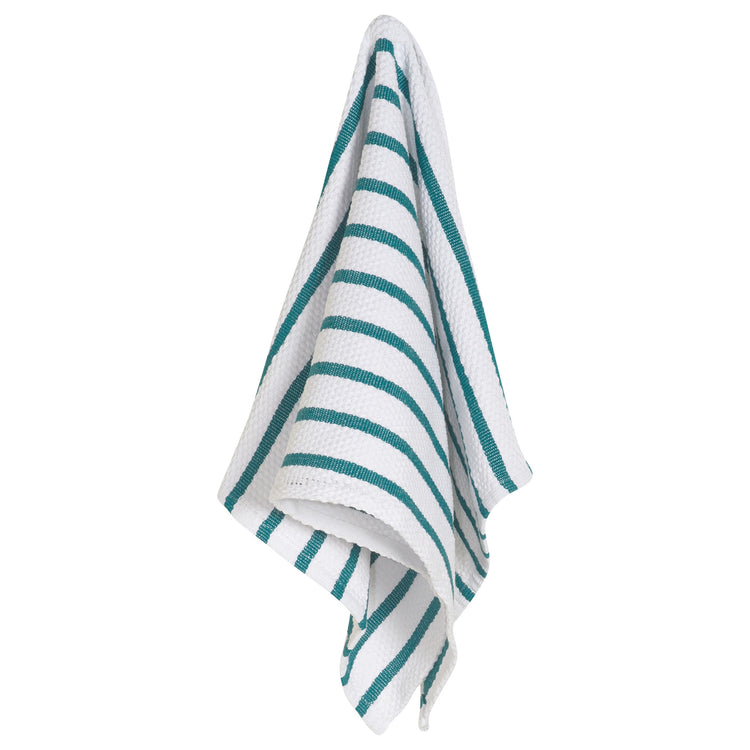 Basketweave Peacock Green Dishtowel