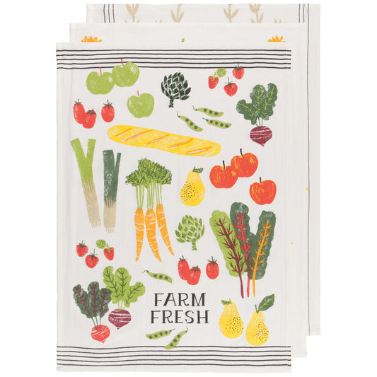 Farmers Market Bakers Floursack Dishtowels Set of 3