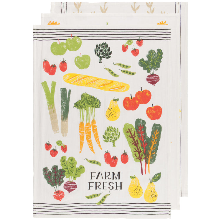 Farmers Market Bakers Floursack Dishtowels Set of 3