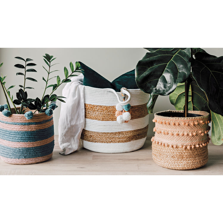 Lagoon Stripe Small Jute Basket