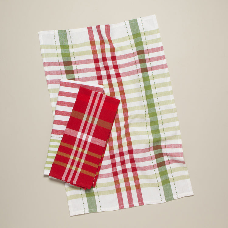 Holiday Cheer Check Dishtowels Set of 3