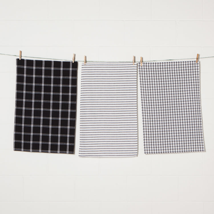 Tic Tac Toe Black Dishtowels Set of 3