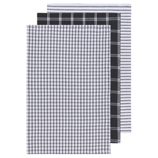 Tic Tac Toe Black Dishtowels Set of 3
