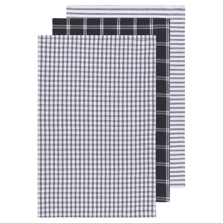 Tic Tac Toe Black Dishtowels Set of 3