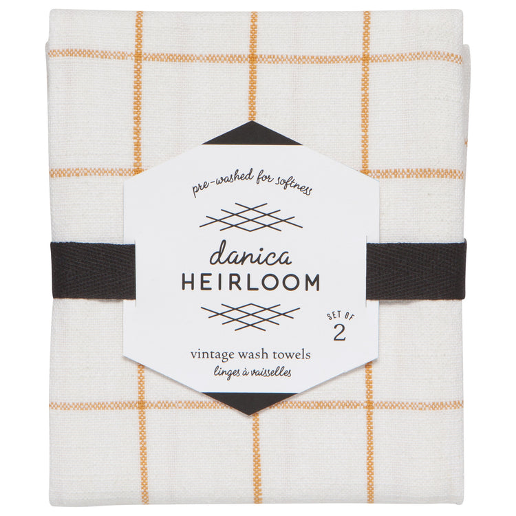 Ochre Vintage Wash Dishtowels Set of 2