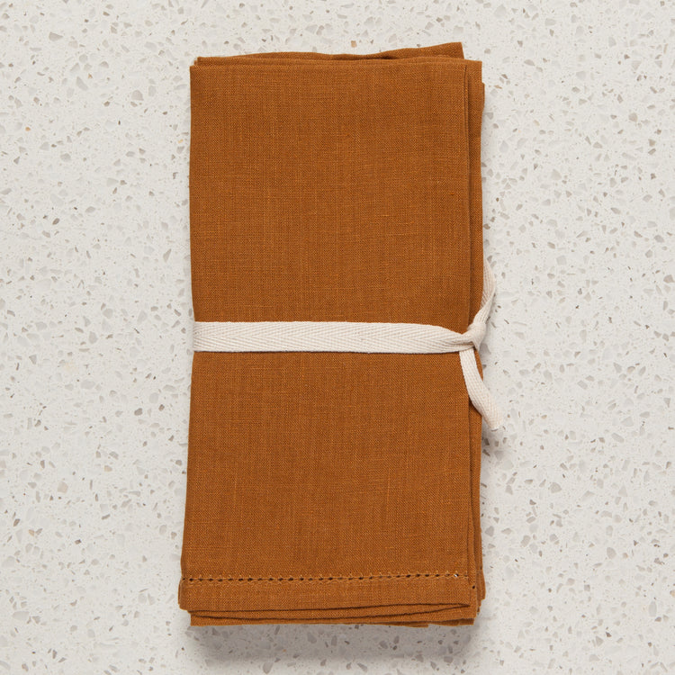 Amber Hemstitch Linen Napkins Set of 4