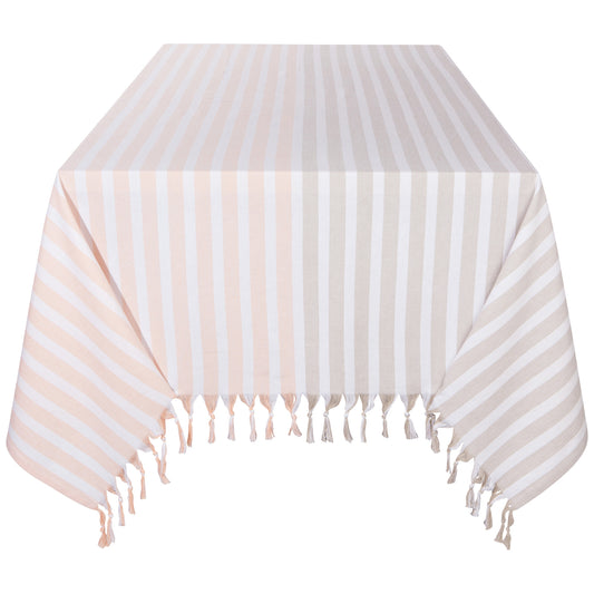 Dove Gray Nectar Caban Stripe Tablecloth 90 x 60 Inches
