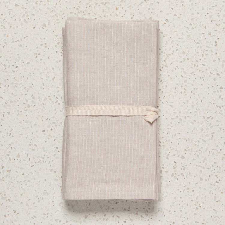 Dove Gray Pinstripe Linen Napkins Set of 4