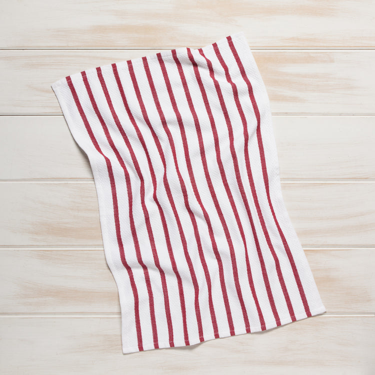 Basketweave Carmine Red Dishtowel