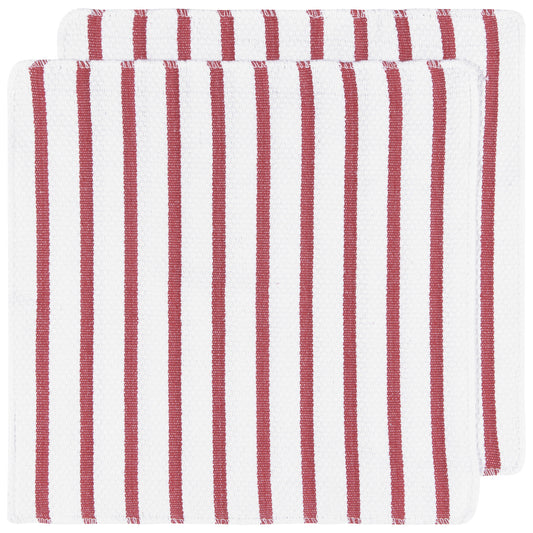 Basketweave Carmine Red Dishcloths Set of 2