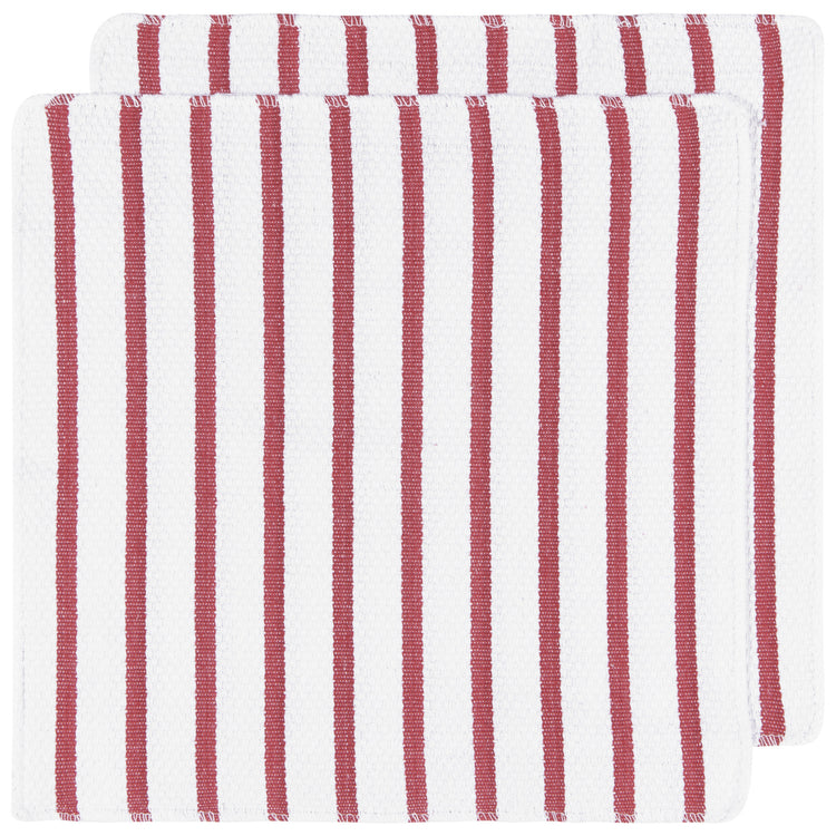 Basketweave Carmine Red Dishcloths Set of 2