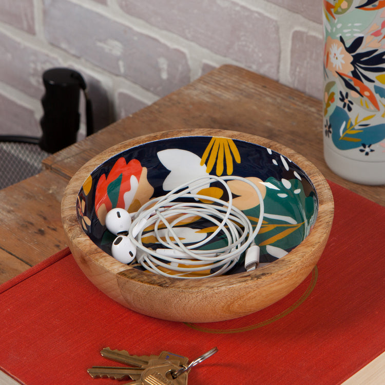 Superbloom Mango Wood Shallow Bowl
