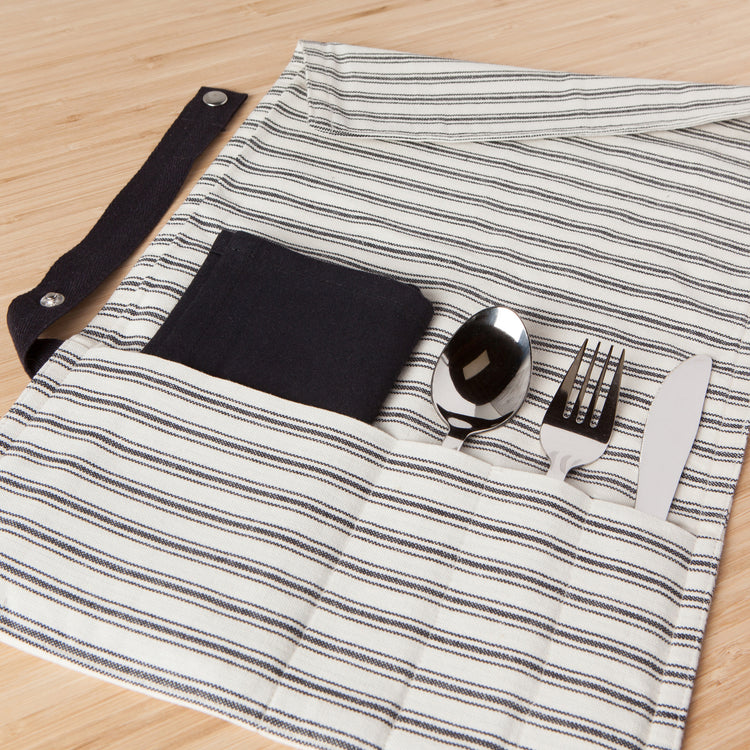 Ticking Stripe Roll Up Utensil Set of 5