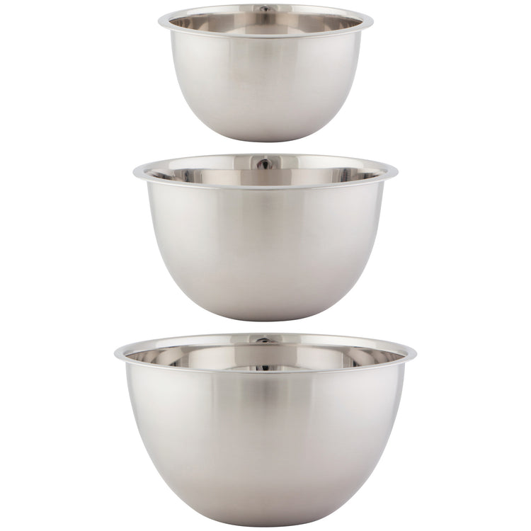 Matte Steel Silver Mixing Bowls Set of 3