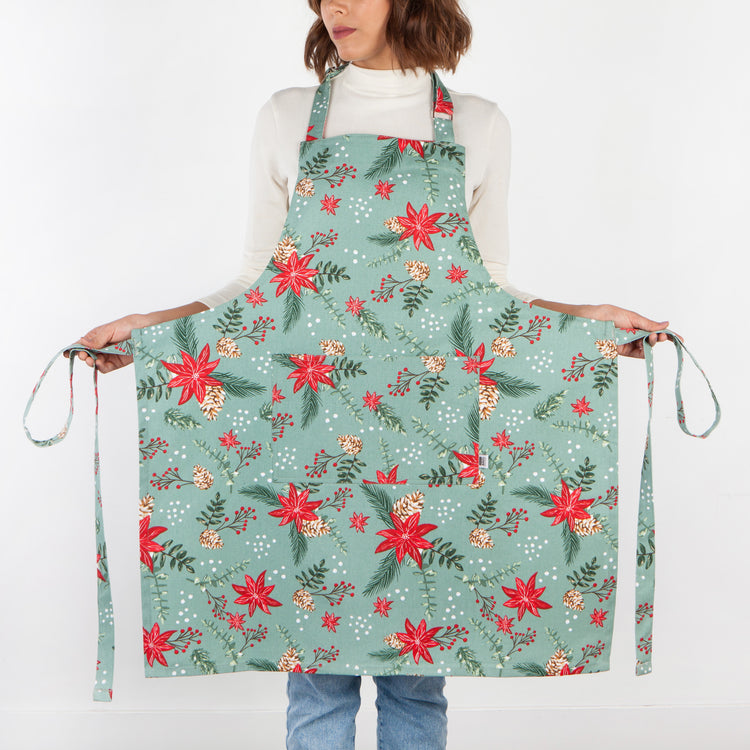 Poinsettia Cotton Chef's Apron