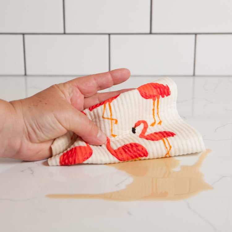Flamingos Swedish Dishcloth